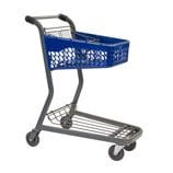 TT-175 two-tier plastic convenience shopping cart with back basket and lower tray
