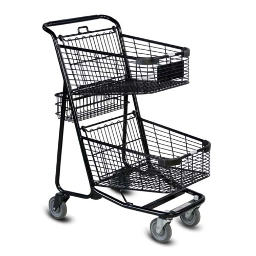 EXpress5050 two-tier metal wire shopping cart in black