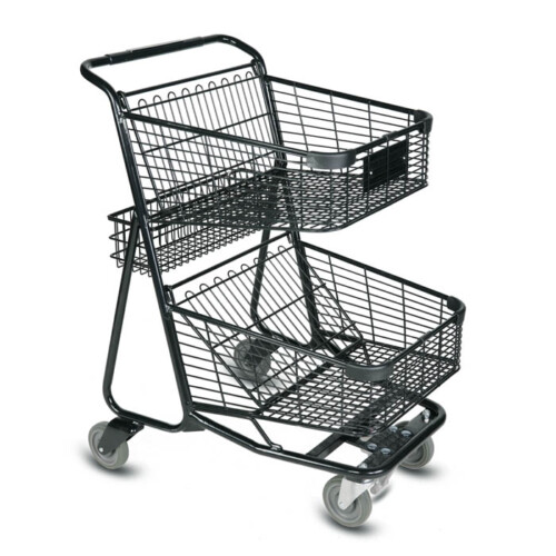 EXpress5900 two-tier metal wire shopping cart - vertical transport compatible
