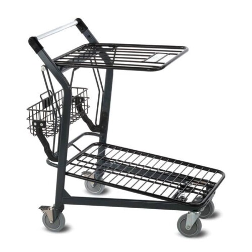 EZtote580 retractable tote stocking material handling cart in dark grey