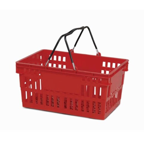 26 liter plastic hand basket with wire handles