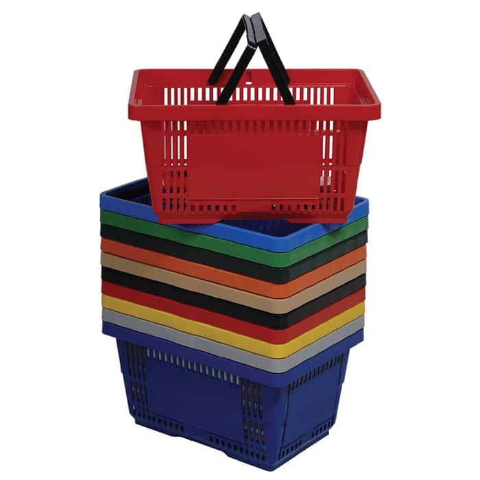 Versacart 28 Liter Red Plastic Hand Basket Set - 19 1/8L x 13 1/8W x 10D