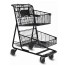 EXpress7030 two-tier metal wire shopping cart with child seat and lower tray in black