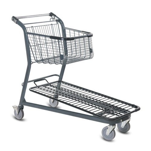 EZtote656 metal wire material handling shopping cart in dark grey