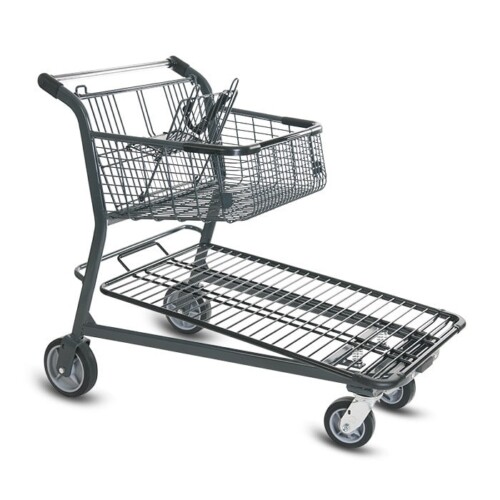 EZtote858 metal wire material handling shopping cart with child seat in dark grey