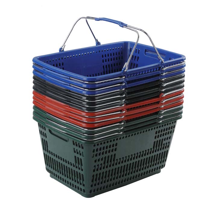Versacart 28 Liter Green Plastic Hand Basket Set - 19 1/8L x 13 1/8W x 10D