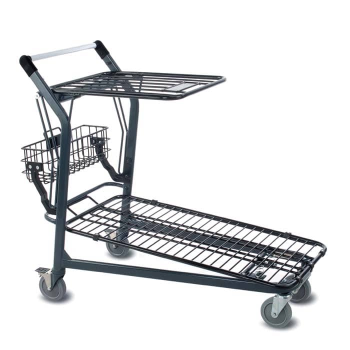 EZtote680 retractable tote stocking material handling cart in dark grey