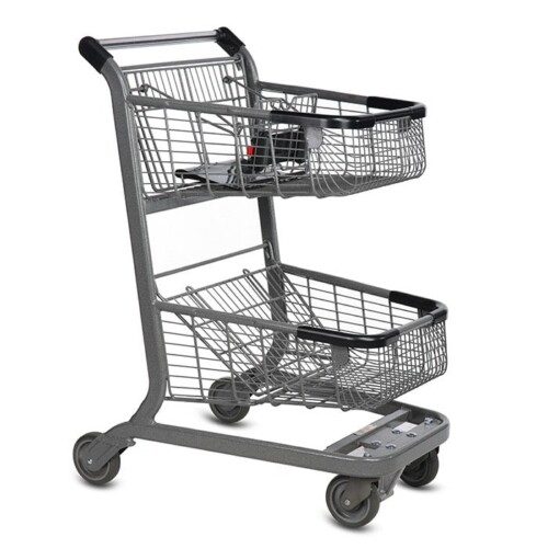 Small Metal Double Basket Express Convenience Grocery Shopping Cart Model  #5141D