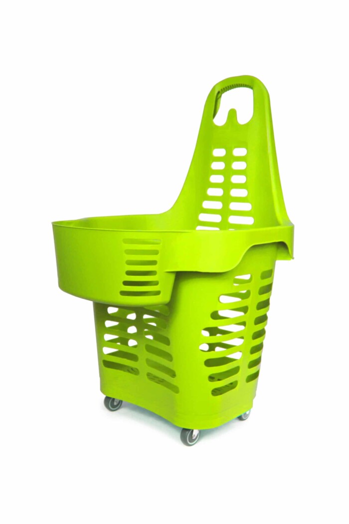 Gen Double 55 liter plastic rolling shopping basket Fluorescent Green