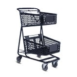 Plastic shopping cart two tier with child seat