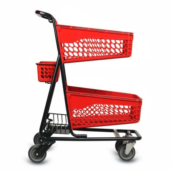 TT-100 Plastic Two-Tier Shopping Cart - Image 2